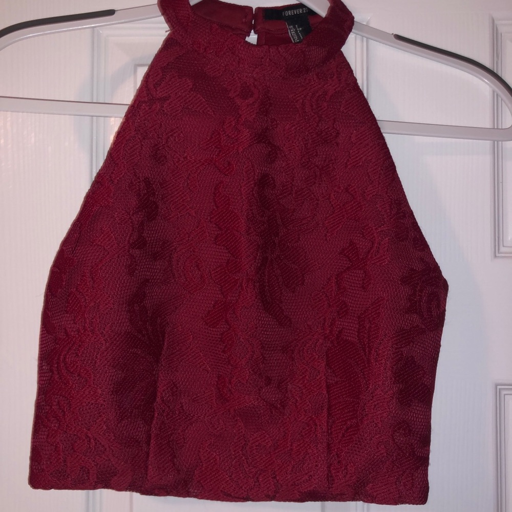 Forever 21 small red lace crop top